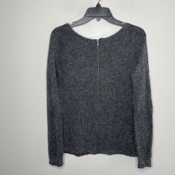 ELLA MOSS Womens Gray Leopard Sweater Rear Zip Wool-Angora Blend Soft Small S - Picture 4 of 8
